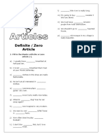 Definite and Zero Articles Wsheet