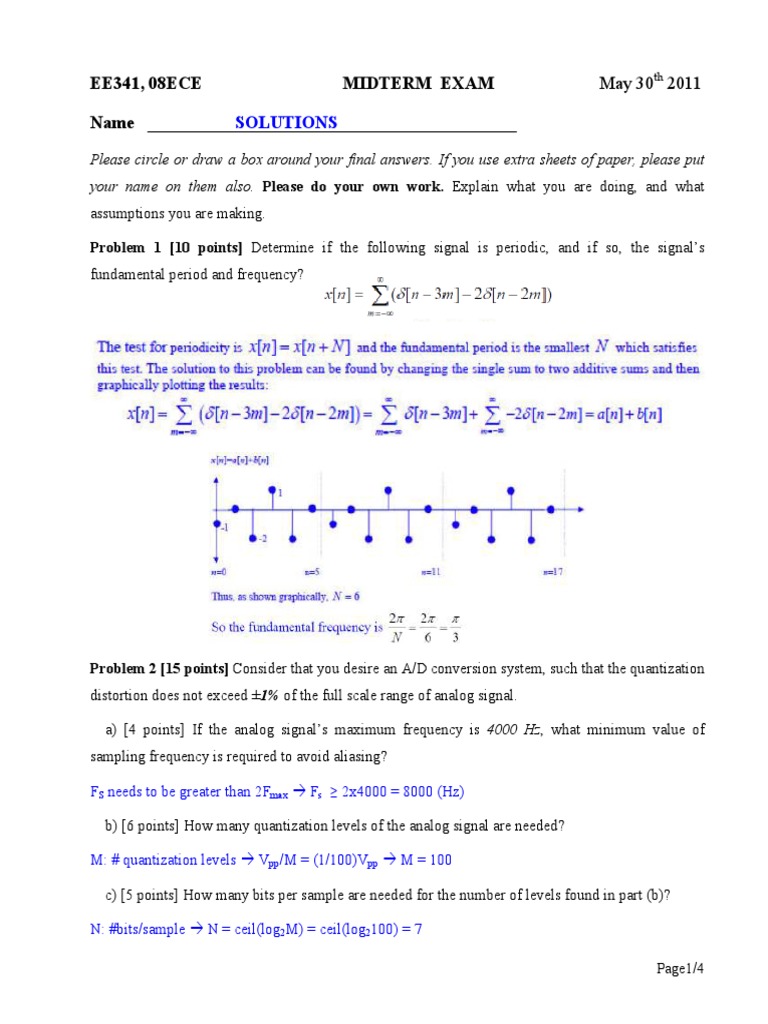 EE341 Midterm PDF PDF Electronic Engineering Signal Processing