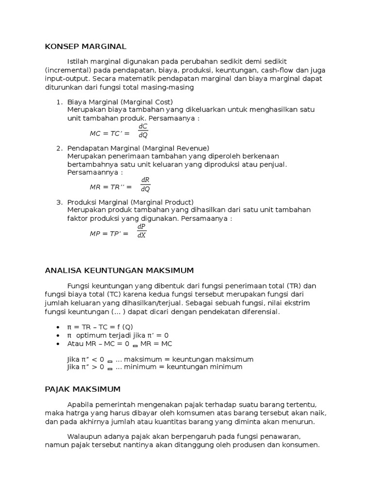 Konsep dan Analisis Biaya Marginal | PDF | Teknologi & Rekayasa