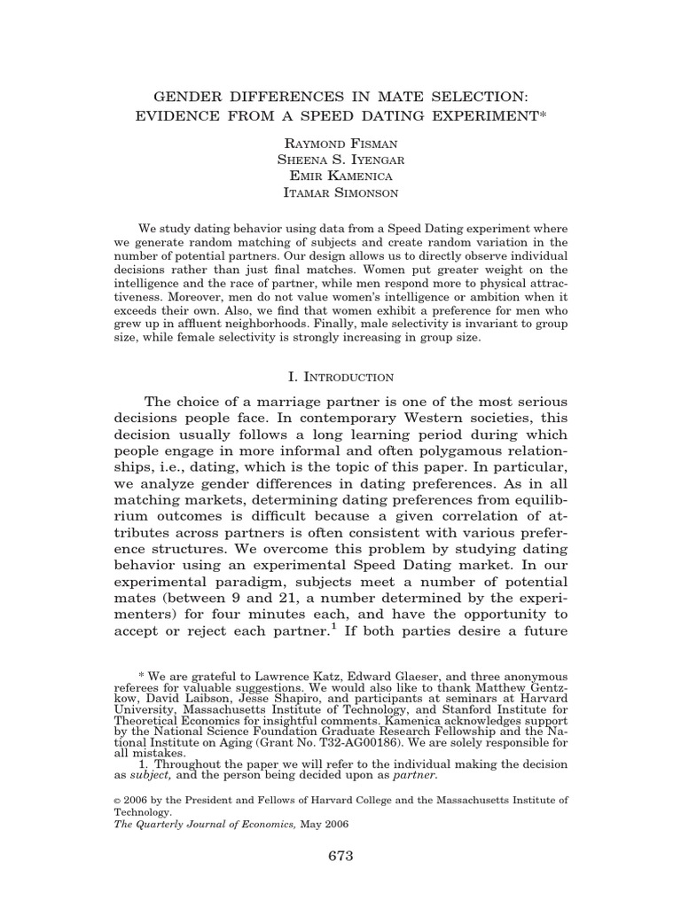 Gender Differences in Mate Selection | PDF | Physical Attractiveness ...