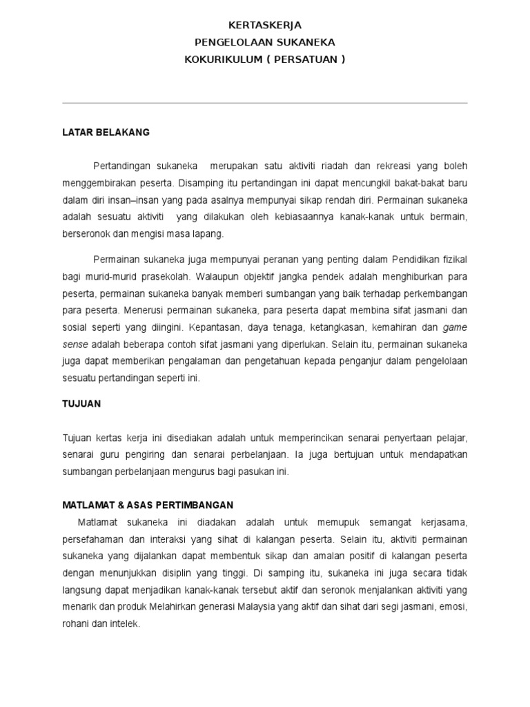 Contoh Surat Permohonan Sukaneka Bowling