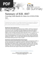 Summary of H.R. 4847 Correcting Unfair Benefits for Aliens Act of 2016 (CUBA Act)