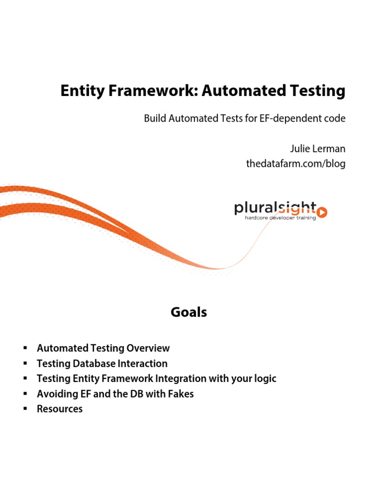 Automated Testing for Entity Framework | PDF | Unit Testing | Entity ...