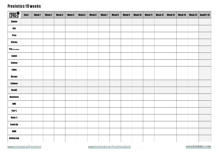 15-Week Freeletics Progress Tracker | PDF