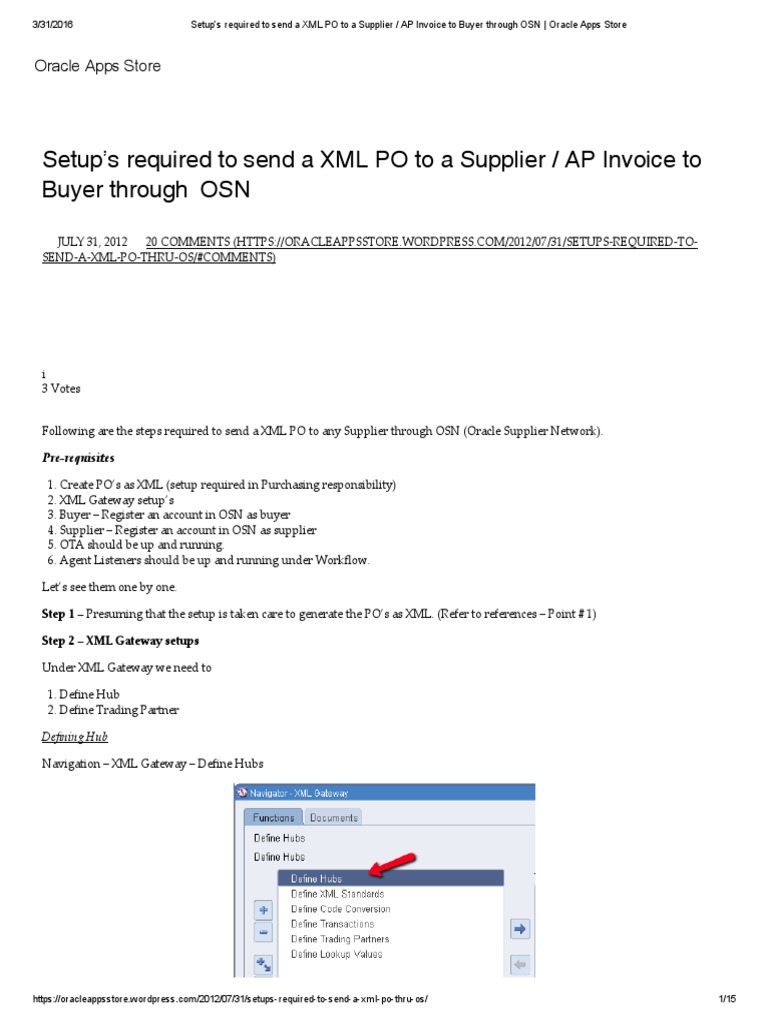 XML PO Setup for OSN Transactions | PDF | Invoice | Xml