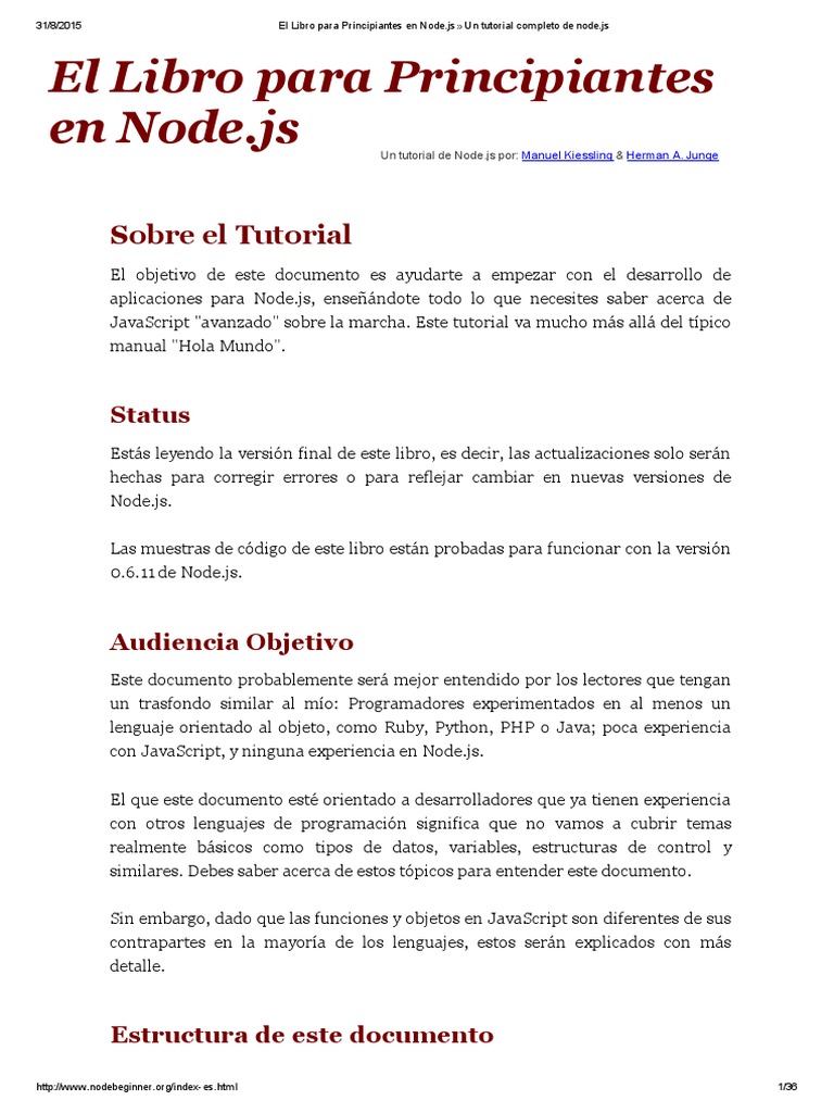 Tutorial Completo de Node.js para Principiantes | PDF | Servidor web ...