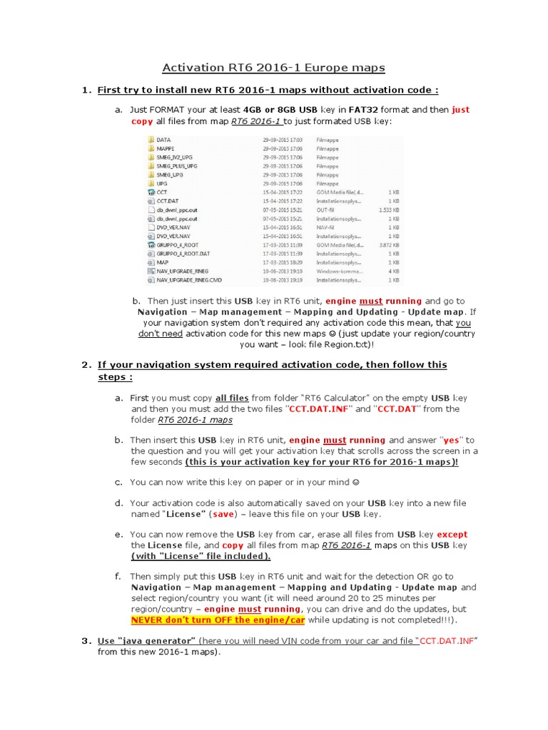 RT6 2016-1 Map Update Guide | PDF | Usb Flash Drive | Computer Engineering