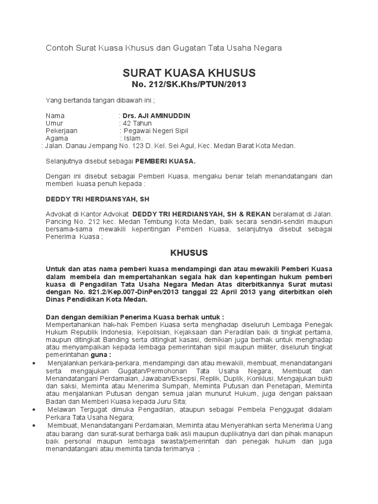 Contoh Surat Kuasa Perceraian Daily Blog Networks