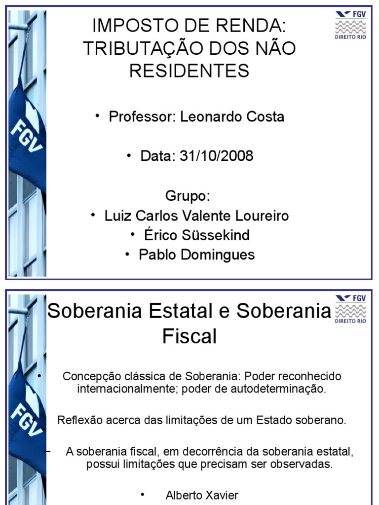 Imposto de renda: Tributacao dos nao residentes | Impostos ...