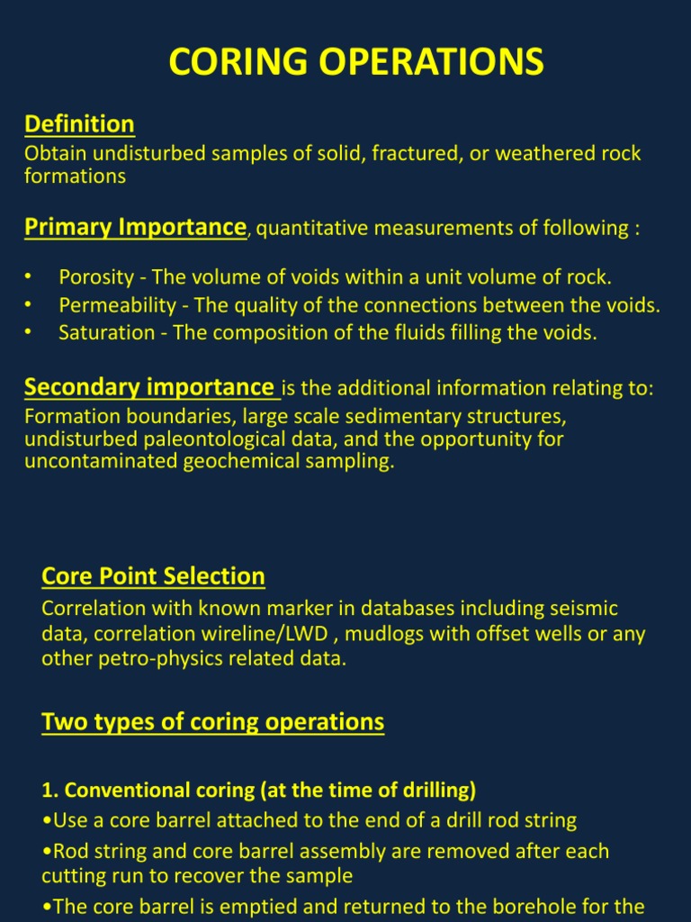 Coring Operation | PDF | Oil Well | Geotechnical Engineering