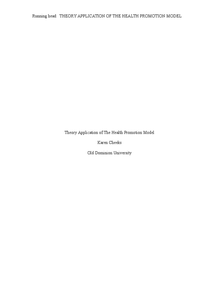 Health Promotion Model in Nursing Practice | PDF | Self Efficacy ...