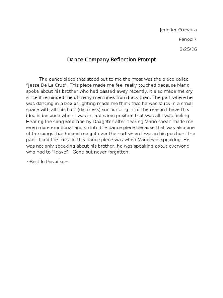 Dancecompanyreflection | PDF