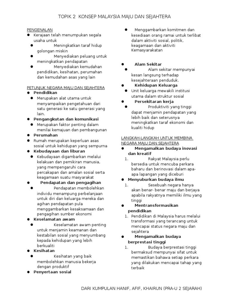 Pam Malaysia Maju Dan Sejahtera Pdf