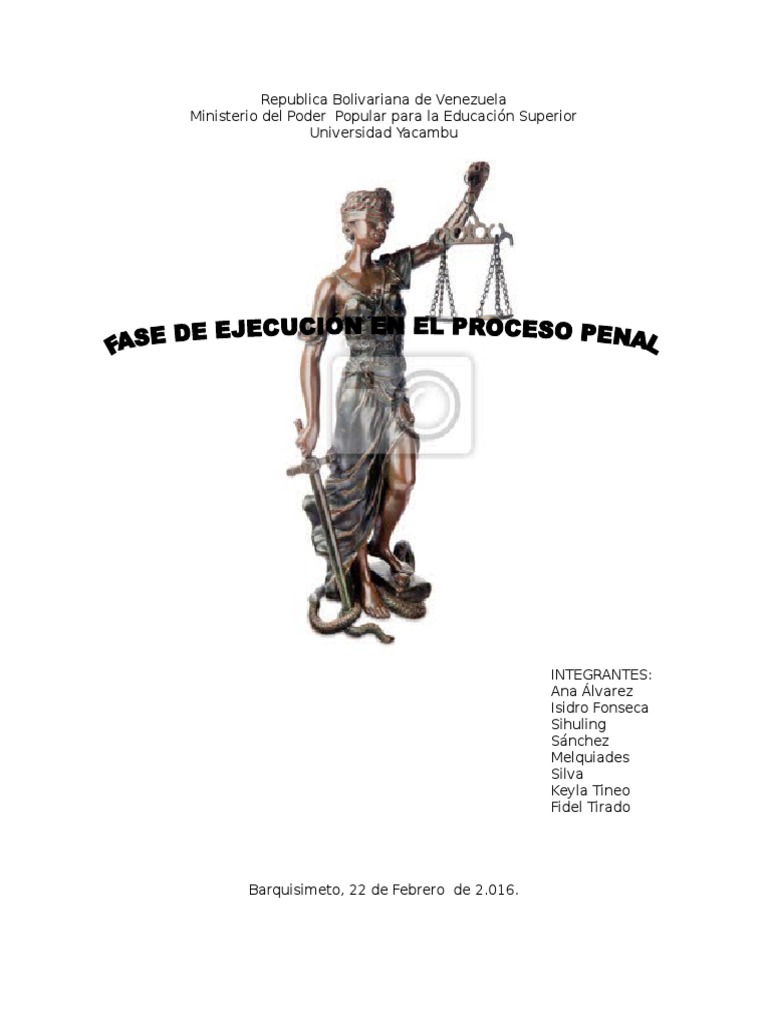 Fase de Ejecucion en El Proceso Penal | Pena capital | Derecho penal ...