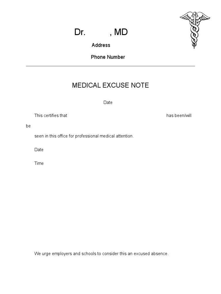Medical Excuse Note Template | PDF | Career & Growth | Business