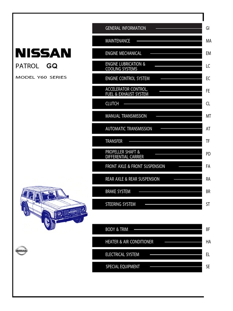 GQ Patrol Service Manual - Y60 | Motor Oil | Manual Transmission