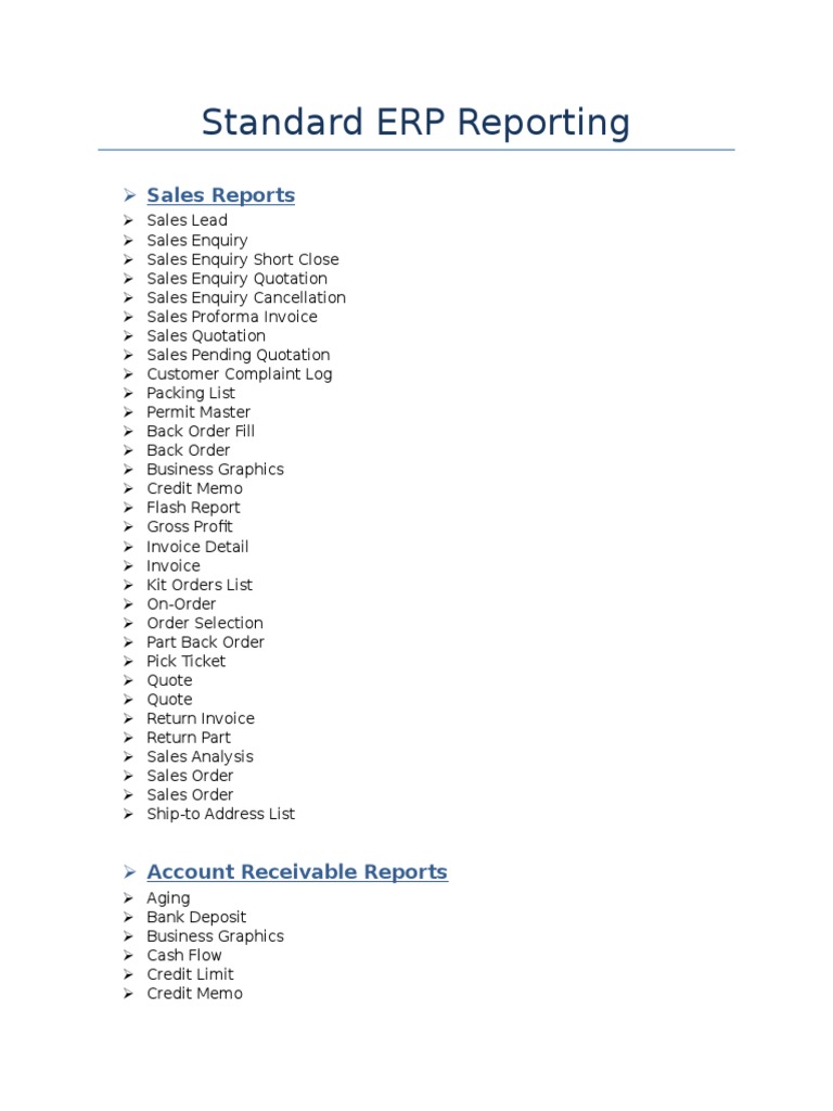 Standard ERP Reporting | Receipt | Inventory