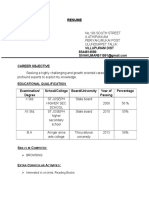 Resume: Villupuram Dist 8344814589 Career Objective