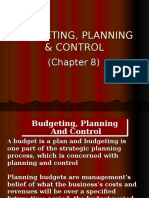 Budgeting, Planning and Control Chapter Summary