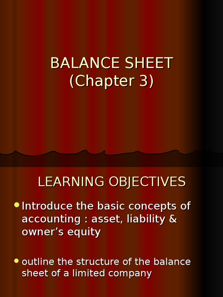 Chapter 3 - Balance Sheet | PDF | Finance & Money Management