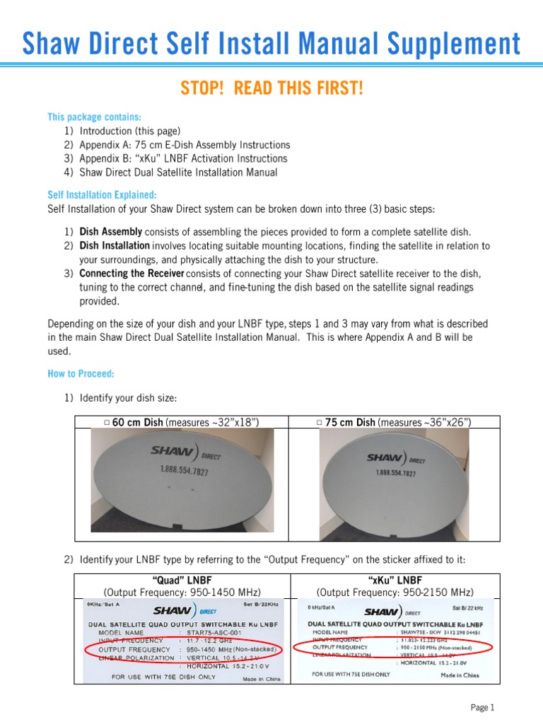 Self Install Kit Manual Eng PDF | PDF | Satellite Television | Screw