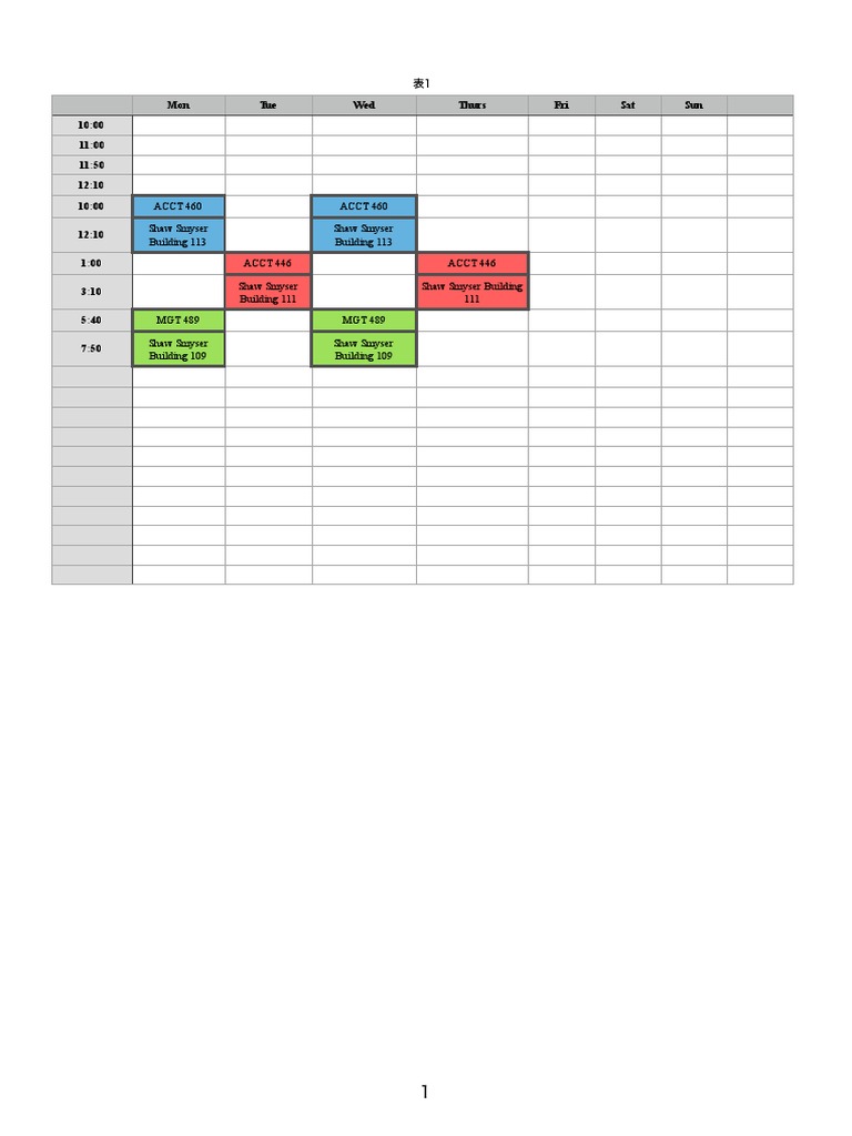 Weekly Class Schedule Overview | PDF | Cooking, Food & Wine | Home & Garden