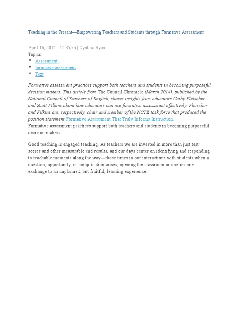 Empowering Education with Formative Assessment | PDF | Educational ...