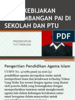 Studi Kebijakan Pengembangan Pai Di Sekolah Dan Ptu