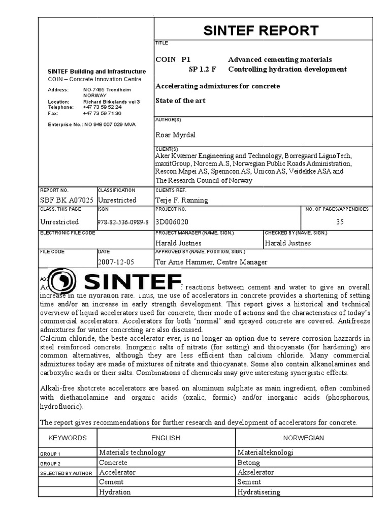 SBF BK A07025 Accelerating Admixtures For Concrete PDF Concrete