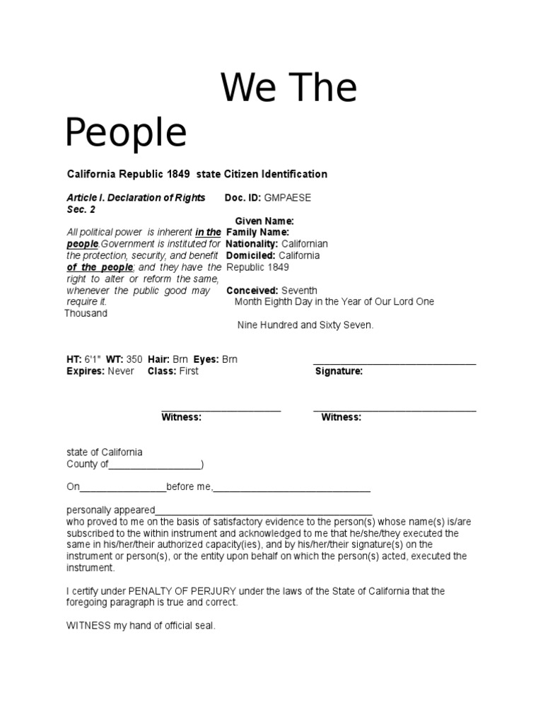 State Citizen ID Template | PDF