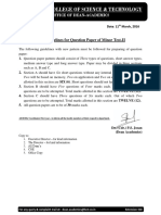 Guidelines of Question Paper Pattern For Minor Test-II