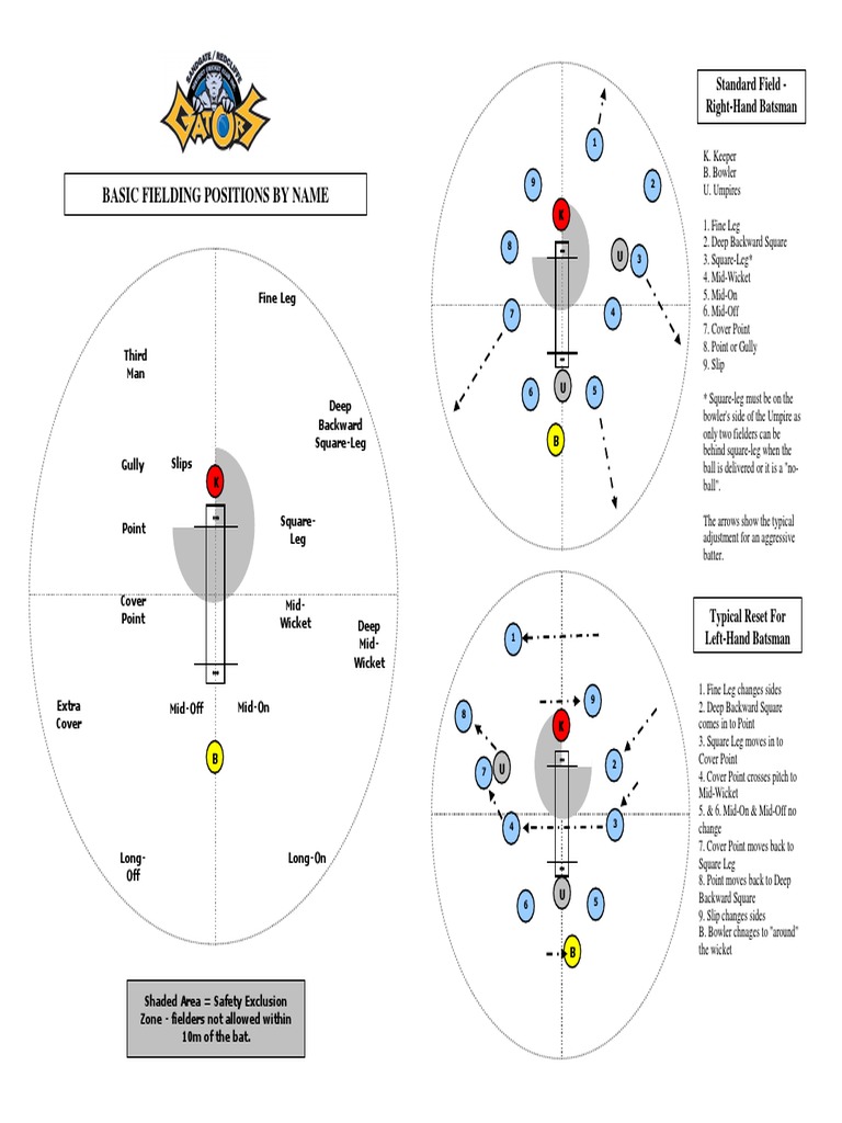 Fielding Positions | PDF | Ball And Bat Games | Cricket Skills