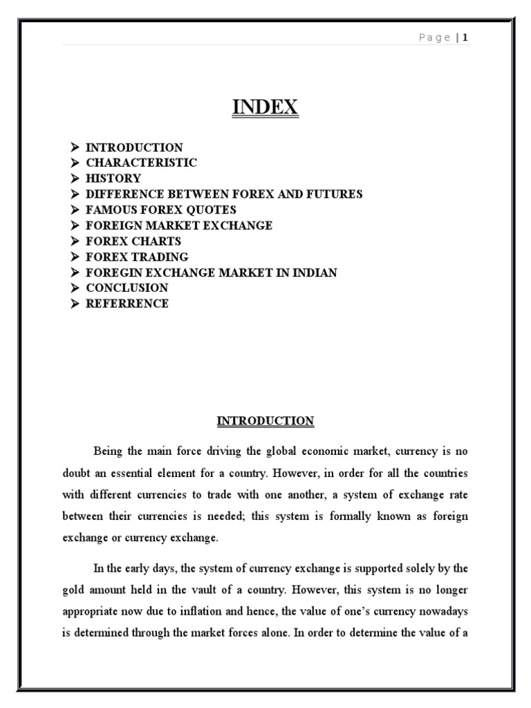 Economic Project Praveen Patil 1 Foreign Exchange Market - 