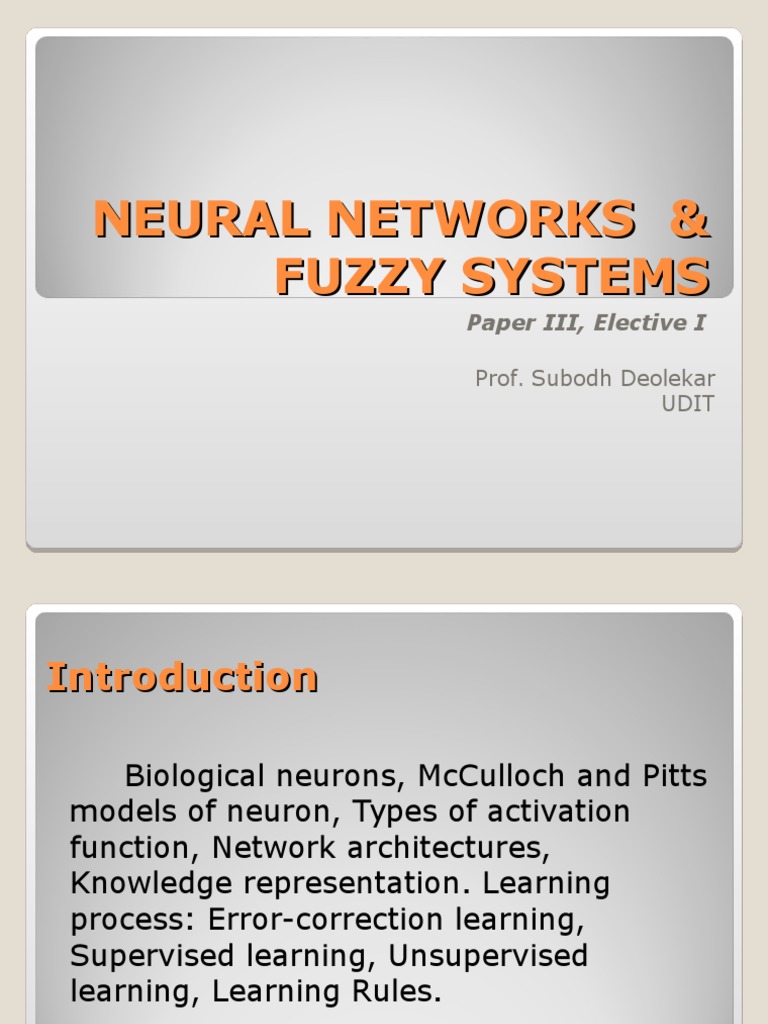 Neural Networks and Fuzzy Systems Overview | PDF | Computers ...
