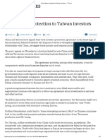 China Offers Protection to Taiwan Investors - FT