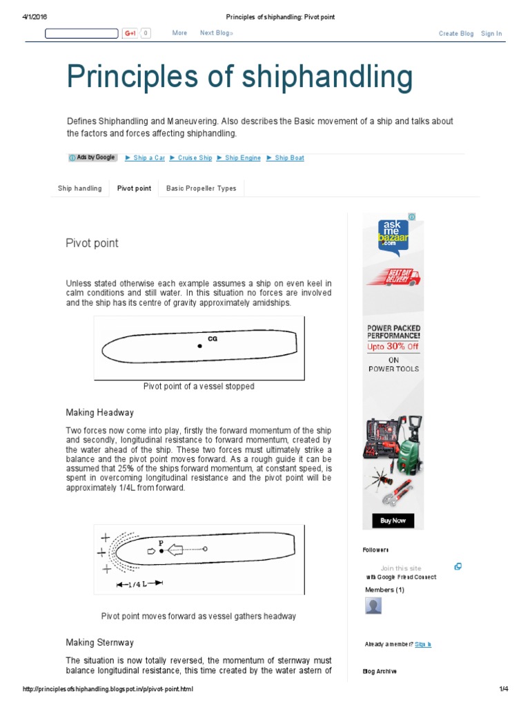 Shiphandling Principles: Pivot Point Explained | PDF | Ships | Watercraft
