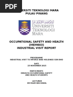 Occupational Safety and Health (Mem603) Industrial Visit Report