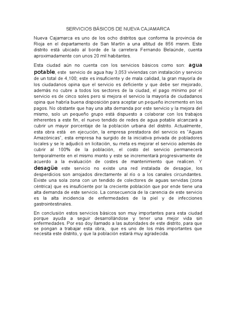 Artículo de Servicios Basicos de Nva. Cjamarca | PDF | Ciencias sociales