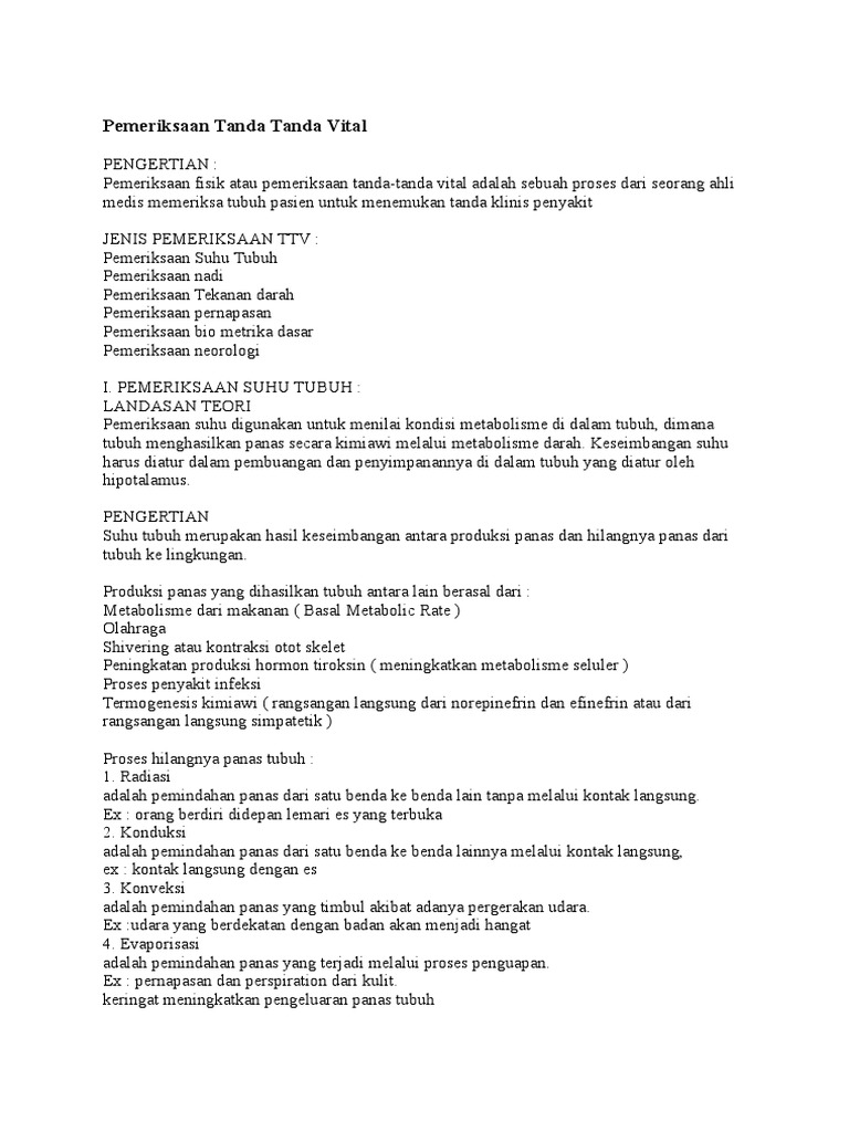 Pemeriksaan Tanda Tanda Vital