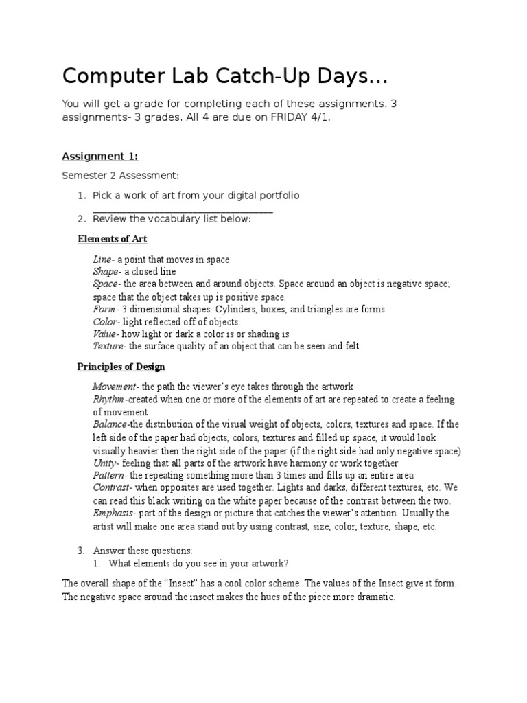 Art Assignment Overview and Guidelines | PDF | Watercolor Painting | Shape