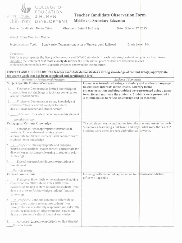 Teaching Evaluation 1 | PDF | Classroom Management | Educational Assessment
