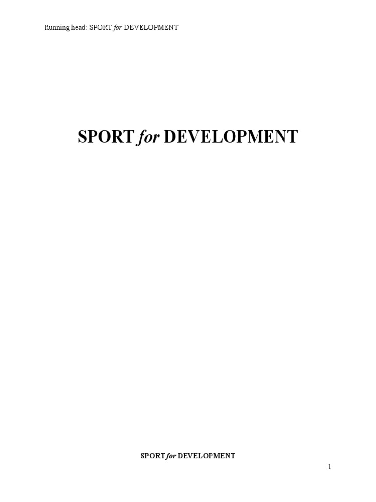 Sport as a Tool for Global Development | PDF | Physical Education ...