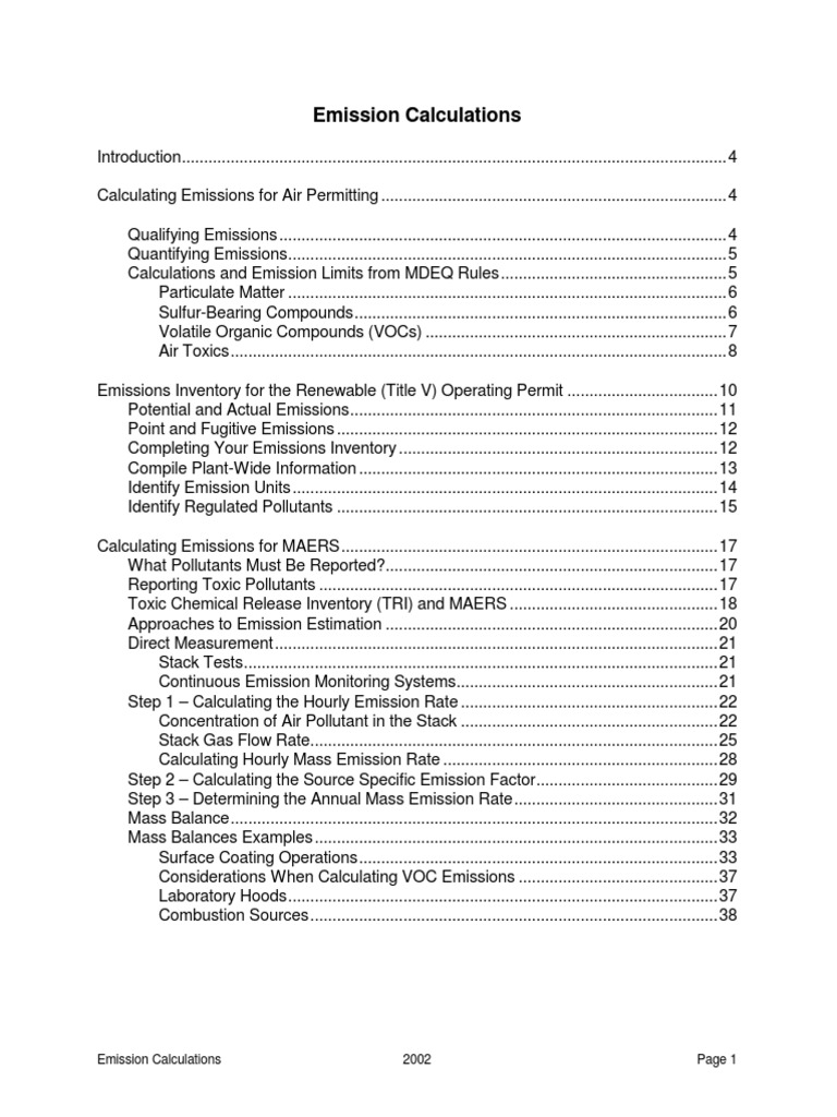 Emissions Calculations PDF Air Pollution Volatile Organic Compound