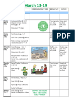 March 13-19: Date Activities Schedules/Practices Breakfast Lunch