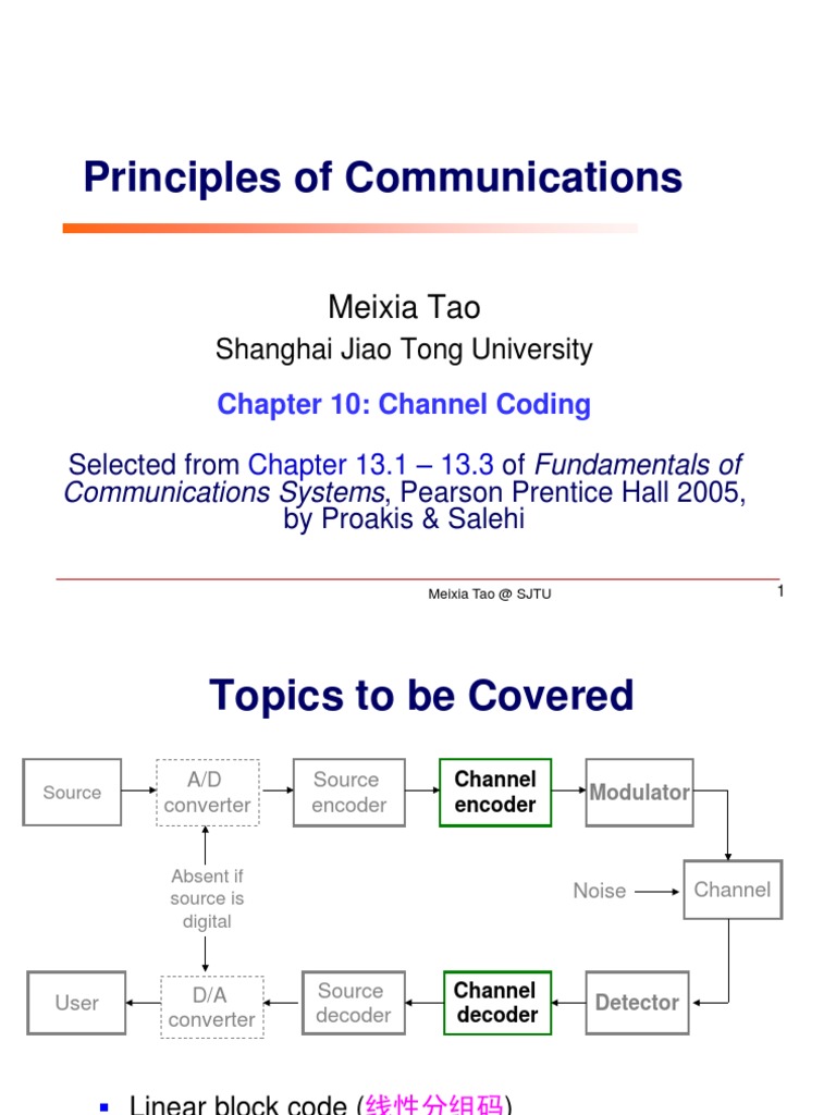 Comm ch10 Coding en PDF | PDF | Forward Error Correction | Notation