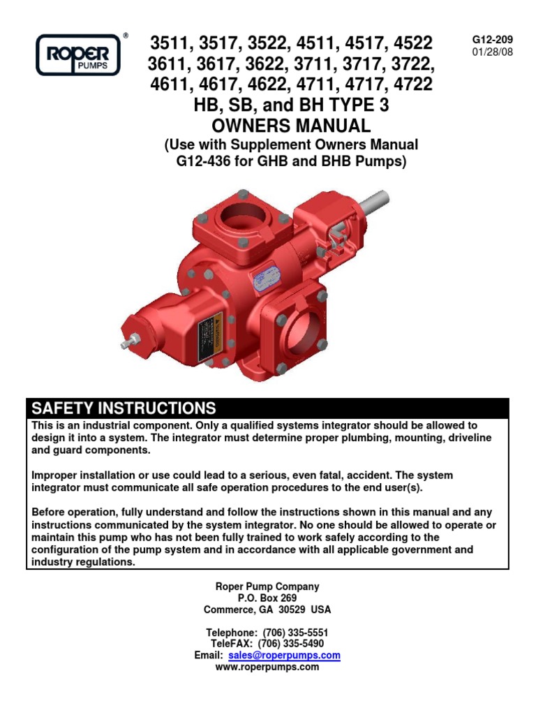 Manual Mtto Roper 3600HB Pump Valve