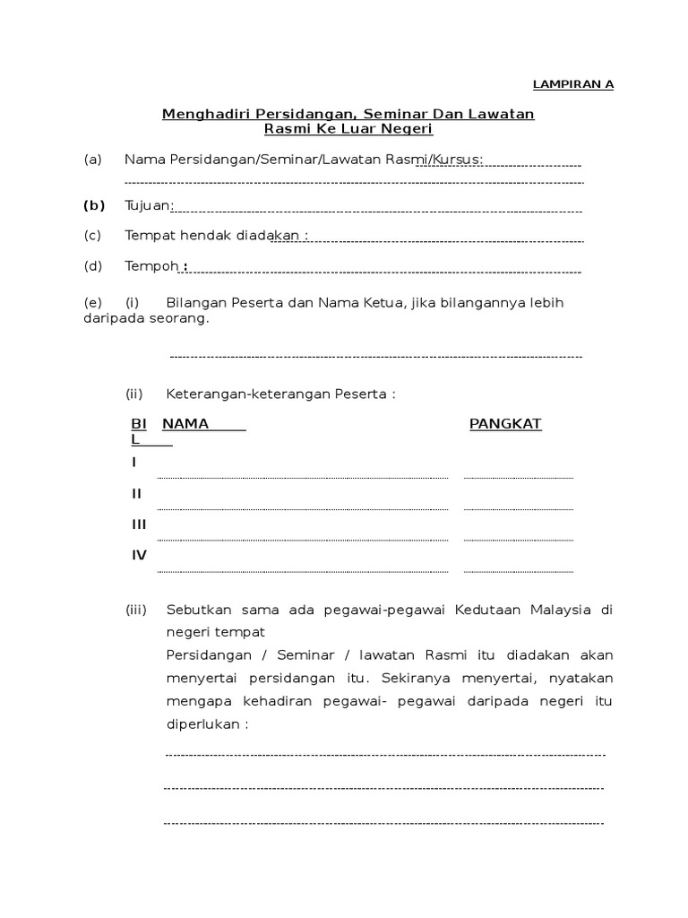 Borang Kelulusan Keluar Negara Urusan Rasmi