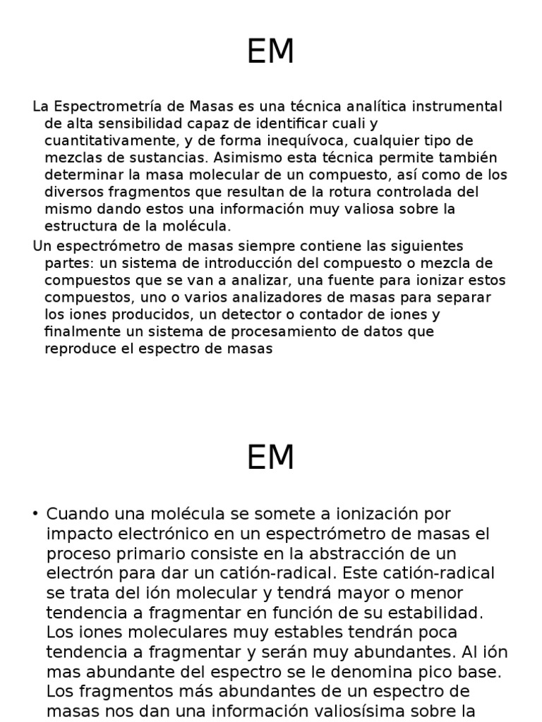 Fundamentos de Espectrometría de Masa | PDF | Espectrometría de masas ...
