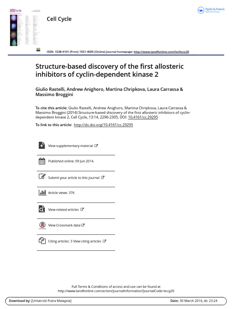 Structure Based Discovery of The First Allosteric Inhibitors of Cyclin ...