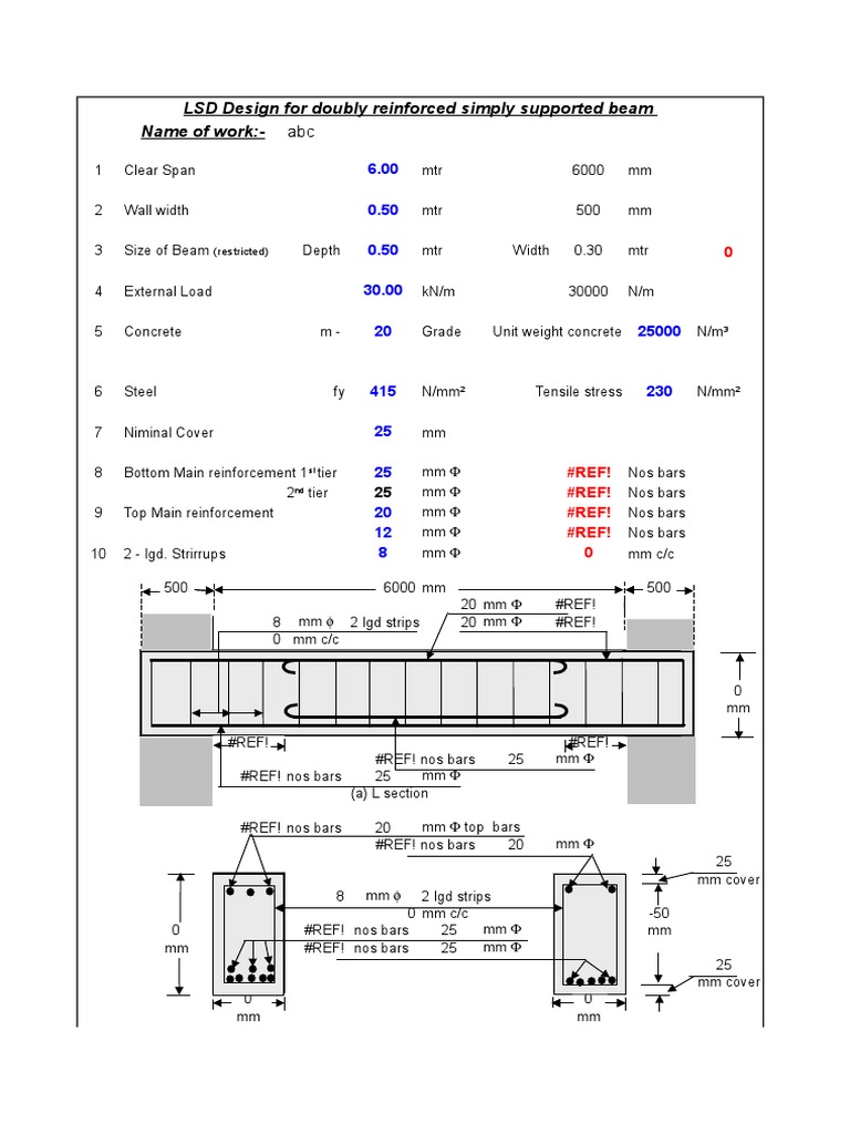 Doubly Reinforced Simple Supported Beam | PDF | Beam (Structure) | Bending